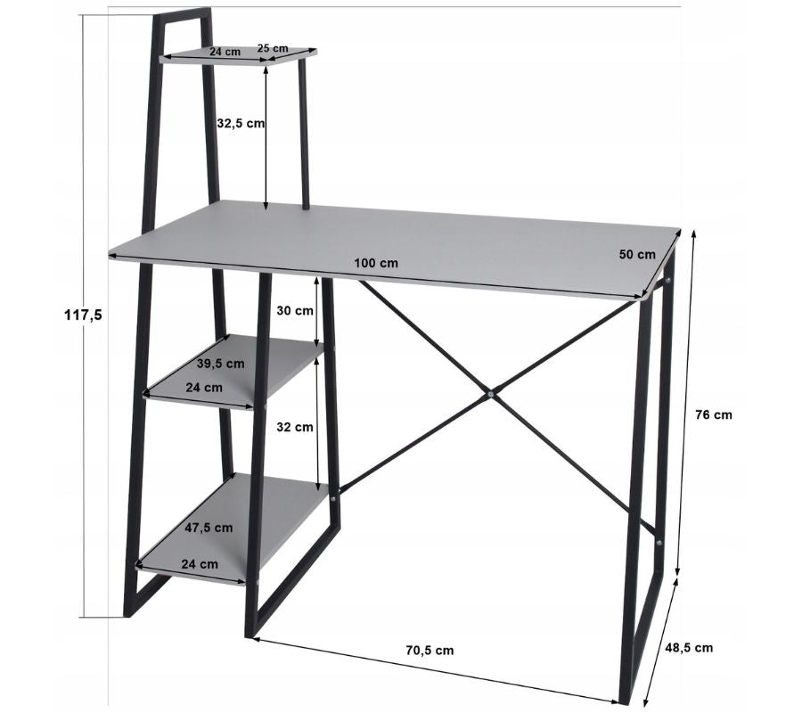 Stačiakampis kompiuterinis rašomasis stalas 100 x 50 x 117,5 cm rudas