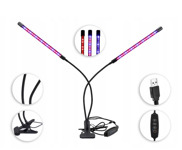 LED USB augalų auginimo lempa laikmatis